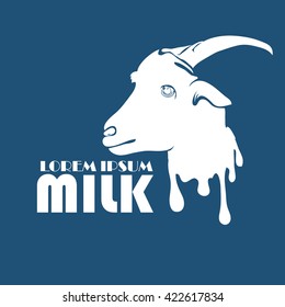 Outline goat face vector illustration. Creative milk label in flat design.