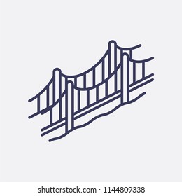 Outline golden gate bridge icon illustration,vector america sign symbol