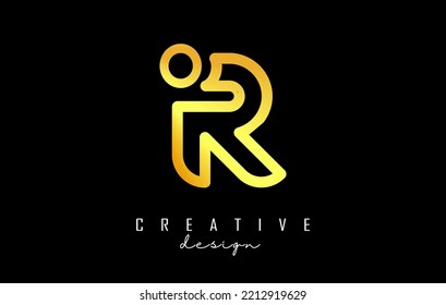 Outline golden letter R logo with a minimalist and gradient design. Vector Illustration with geometric design. Creative icon with letter.