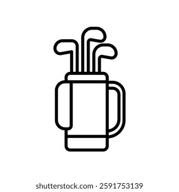 Outline of a Golf Bag with Clubs in a Minimalist Design
