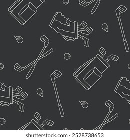 Outline Golf Stick Ball Vector Seamless Pattern illustration Design
