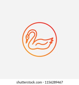 Outline goose icon,gradient illustration,vector animal sign symbol