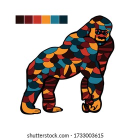 Darstellung eines Gorillas auf weißem Hintergrund, Doodle-Abbildung