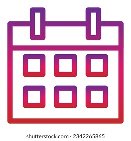 outline gradient calendar icon isolated on white background