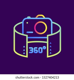 Outline gradient icon 360 camera. Virtual and augmented reality gadgets. Suitable for presentation, mobile apps, website, interfaces and print