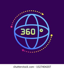 Outline gradient icon 360 degree view. Virtual and augmented reality gadgets. Suitable for presentation, mobile apps, website, interfaces and print