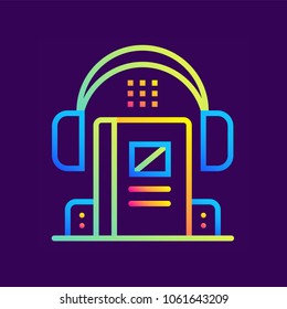 Outline gradient icon Audio book. Online education, e-learning. Suitable for print, interface, web, presentation