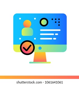 Outline gradient icon Identity verification. Online education, e-learning. Suitable for print, interface, web, presentation
