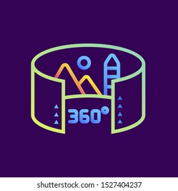 Outline gradient icon Panoramic photo. Virtual and augmented reality gadgets. Suitable for presentation, mobile apps, website, interfaces and print
