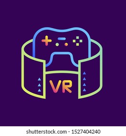 Outline gradient icon VR gaming. Virtual and augmented reality gadgets. Suitable for presentation, mobile apps, website, interfaces and print