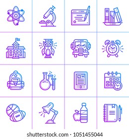 Outline gradient icons collection, back to school. Suitable for website, presentation