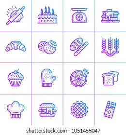 Outline gradient icons collection of bakery and cooking. Suitable for website, presentation
