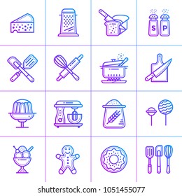 Outline gradient icons collection of bakery and cooking. Suitable for website, presentation