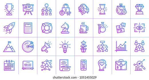 Outline gradient icons collection for startup business. Suitable for website, presentation