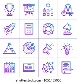 Outline gradient icons collection for startup business. Suitable for website, presentation