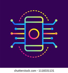 Outline gradient icons Mobile technology. Cloud computing and internet technology icon. Suitable for infographics, websites, print media and interfaces