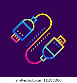 Outline gradient icons Usb connection. Cloud computing and internet technology icon. Suitable for infographics, websites, print media and interfaces