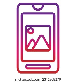 outline gradient mobile icon isolated on white background