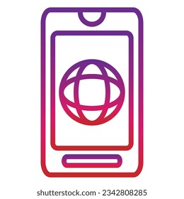 icono móvil de degradado de esquema aislado en fondo blanco