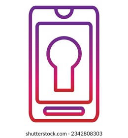 outline gradient mobile icon isolated on white background