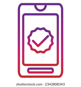 outline gradient mobile icon isolated on white background