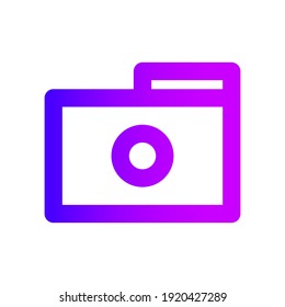 Outline gradient style camera icon ready to use. Suitable for websites, applications, infographic elements, patterns, ads, and many more. The icon is editable and resize able.