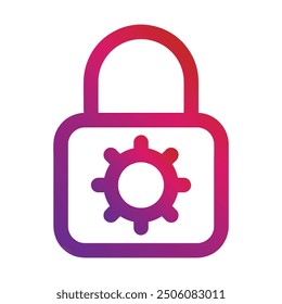 outline gradient style security lock icon isolated on white background