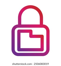 outline gradient style security lock icon isolated on white background