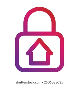 outline gradient style security lock icon isolated on white background
