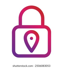 outline gradient style security lock icon isolated on white background