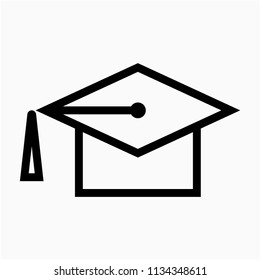 Outline graduate hat pixel perfect vector icon
