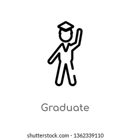 outline graduate vector icon. isolated black simple line element illustration from education 2 concept. editable vector stroke graduate icon on white background
