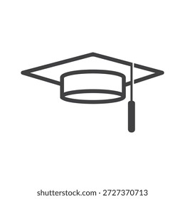 Outline graduation cap flat style design isolated vector illustration on white background.