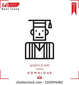 Outline graduation Icon. graduation icon vector isolated on white background. Graphic design, material-design, Best sellers 2022 icons, mobile application, UI UX design, EPS 10 format vector