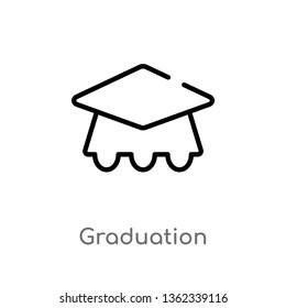 outline graduation vector icon. isolated black simple line element illustration from literature concept. editable vector stroke graduation icon on white background