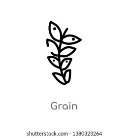 outline grain vector icon. isolated black simple line element illustration from alcohol concept. editable vector stroke grain icon on white background