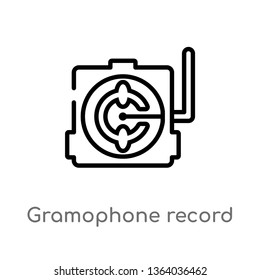 outline gramophone record vector icon. isolated black simple line element illustration from music concept. editable vector stroke gramophone record icon on white background