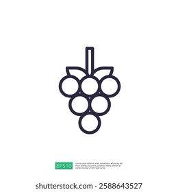 Outline Of Grapes On A White Background Representing Freshness And Natural Ingredients And Produce Design For Healthy Lifestyle Diet Plan Recipes Illustrations Art And Culinary