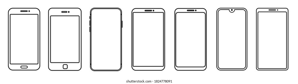 Outline graphic mobile phone. Vector illustration