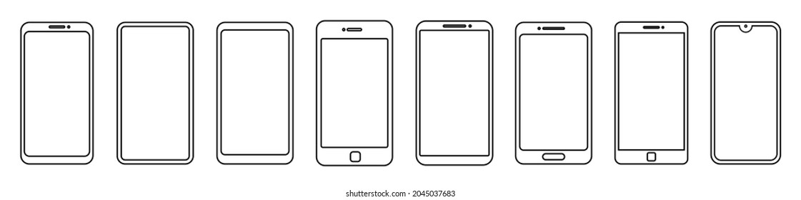 Outline graphic mobile phone. Vector illustration