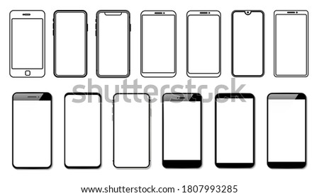 Outline graphic mobile phone. Vector illustration