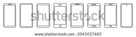 Outline graphic mobile phone. Vector illustration