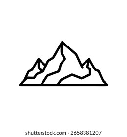 Outline graphic multiple mountain peaks on ridge range