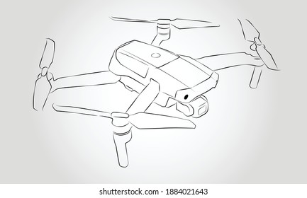 Outline graphic sketch style of foldable drone