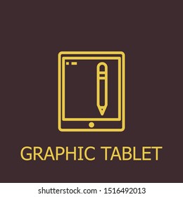 Outline graphic tablet vector icon. Graphic tablet illustration for web, mobile apps, design. Graphic tablet vector symbol.