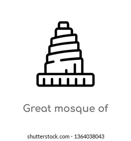 outline great mosque of samarra vector icon. isolated black simple line element illustration from monuments concept. editable vector stroke great mosque of samarra icon on white background