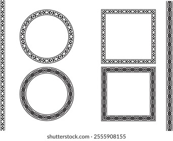 Outline greece border isolated on white background. 
Greek pattern. Roman ellipse frame.  Round greece boarder for design prints. Circular ancient ornament. Fret rome key stripes. Vector illustration