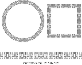 Outline greece border isolated on white background. Greek pattern. Roman ellipse frame. Round greece boarder for design prints. Illustration