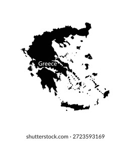 Esquema del Vector del mapa de Grecia en color negro aislado en fondo a cuadros gris, mapa del país europeo
