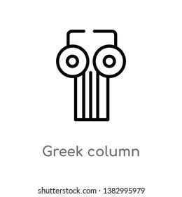 outline greek column vector icon. isolated black simple line element illustration from monuments concept. editable vector stroke greek column icon on white background